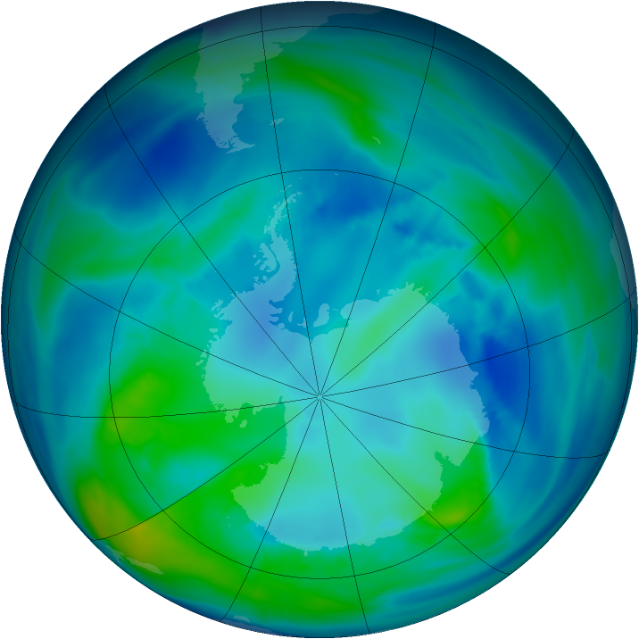 Antarctic ozone map for 24 April 2005